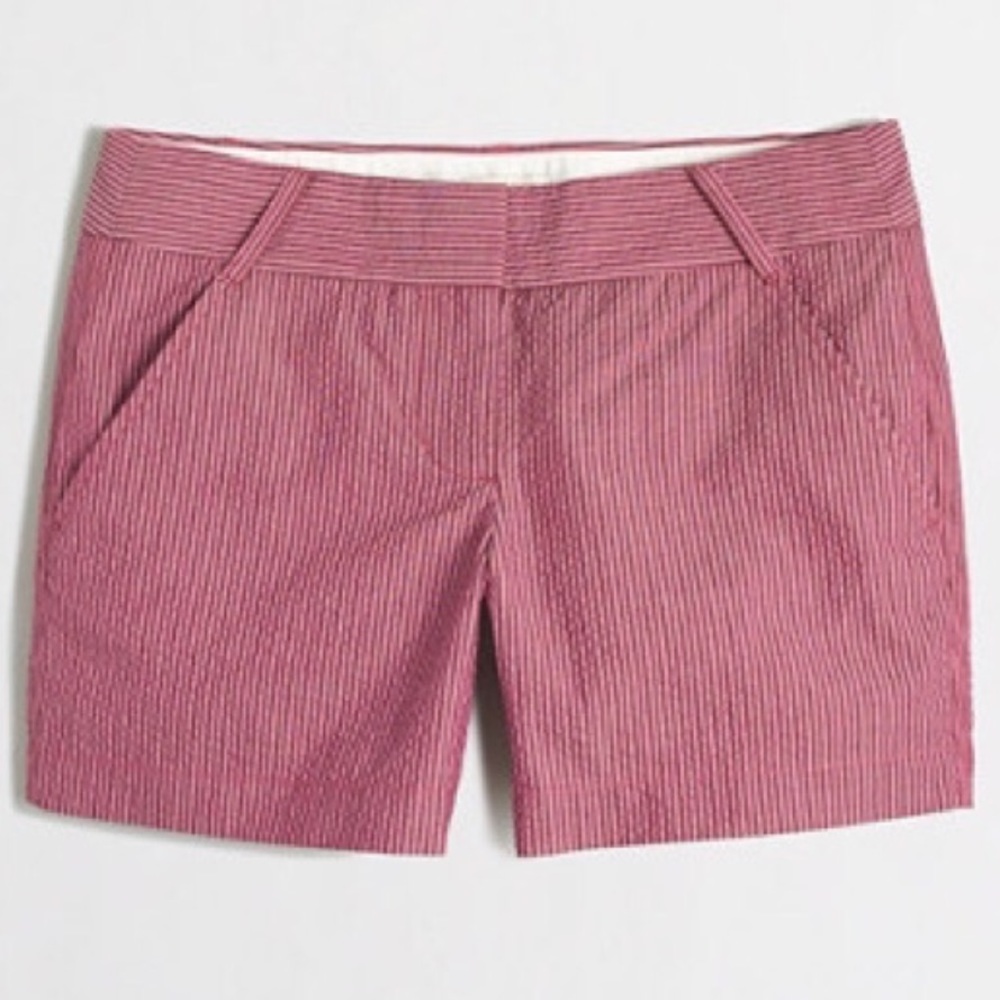 J. Crew Factory Pink Brown Seersucker Shorts